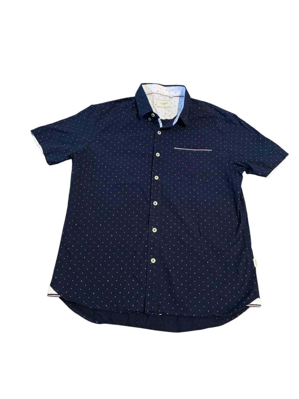 7diamonds men’s vision Quest navy blue micro print short sleeve button down M